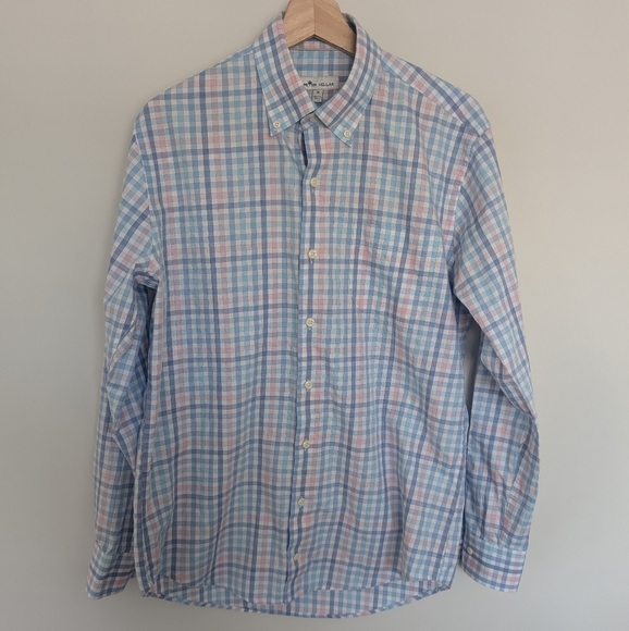 Peter Millar Shirt Men's Medium Multicolor Gingham Pattern Spring Easter - Picture 1 of 8